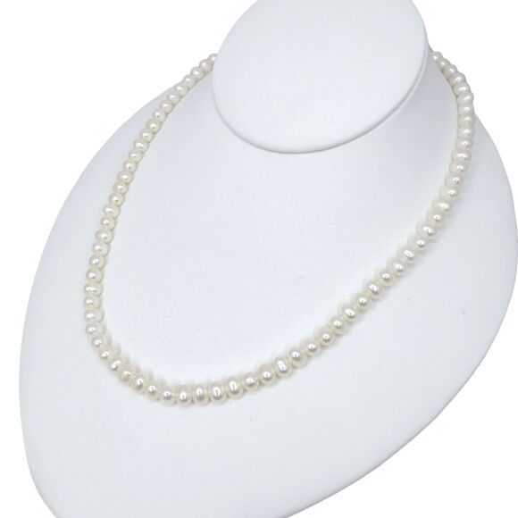 White Wedding Pearls Necklace 18” 925 Sterling Silver GrannyCore  Classy - Picture 5 of 12